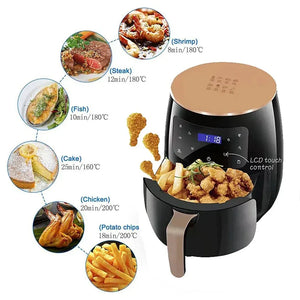 Friteuza cu aer cald, Air Fryer, 2400W, capacitate 6L ,afisaj digital, LCD Touch control - Boomsale.ro