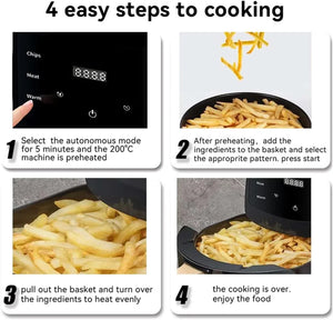 Friteuza cu aer cald, Air Fryer, 2400W, capacitate 6L ,afisaj digital, LCD Touch control - Boomsale.ro