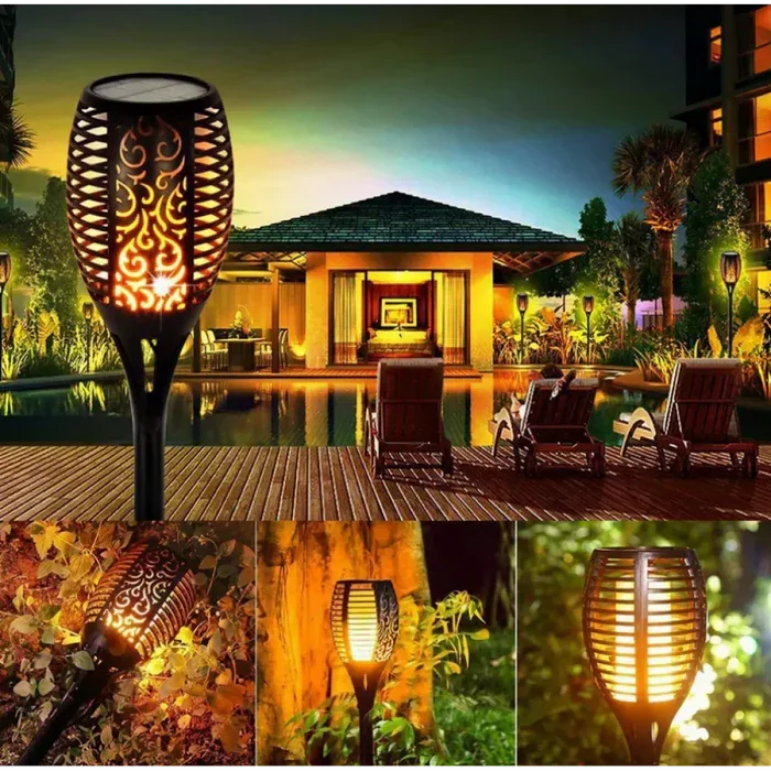Set 8 Lampi Solare Gradina, LED, Efect Flacara - Boomsale.ro