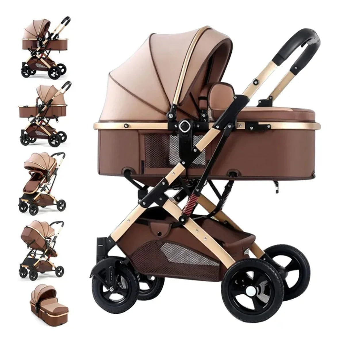 Carucior 2 în 1 - Model de Lux cu Peisaj Inalt - Pliabil cu Un Singur Buton - Boomsale.ro