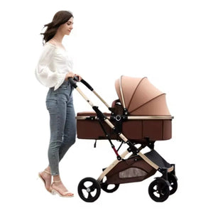 Carucior 2 în 1 - Model de Lux cu Peisaj Inalt - Pliabil cu Un Singur Buton - Boomsale.ro