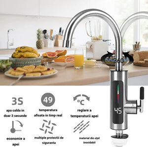 Robinet Electric Instant, Apa Calda, 3000W, IPX4, Rotire 360° - Boomsale.ro