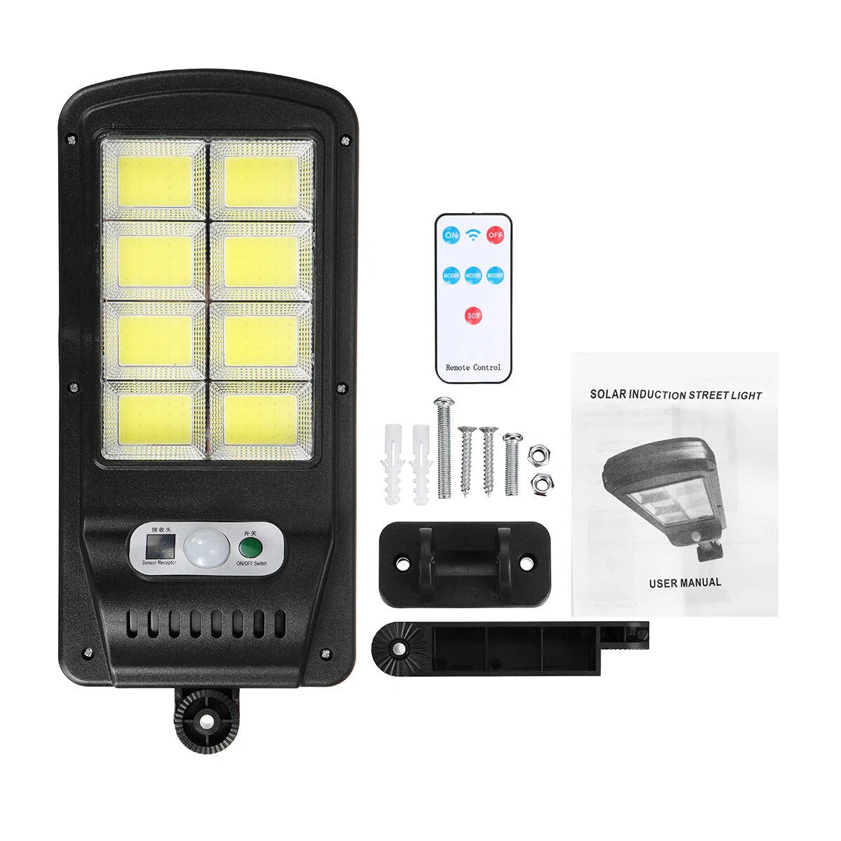 Lampa cu Incarcare Solara, Jortan 8 Celule, 100W, 160 LED-uri COB, Senzor de miscare - Boomsale.ro