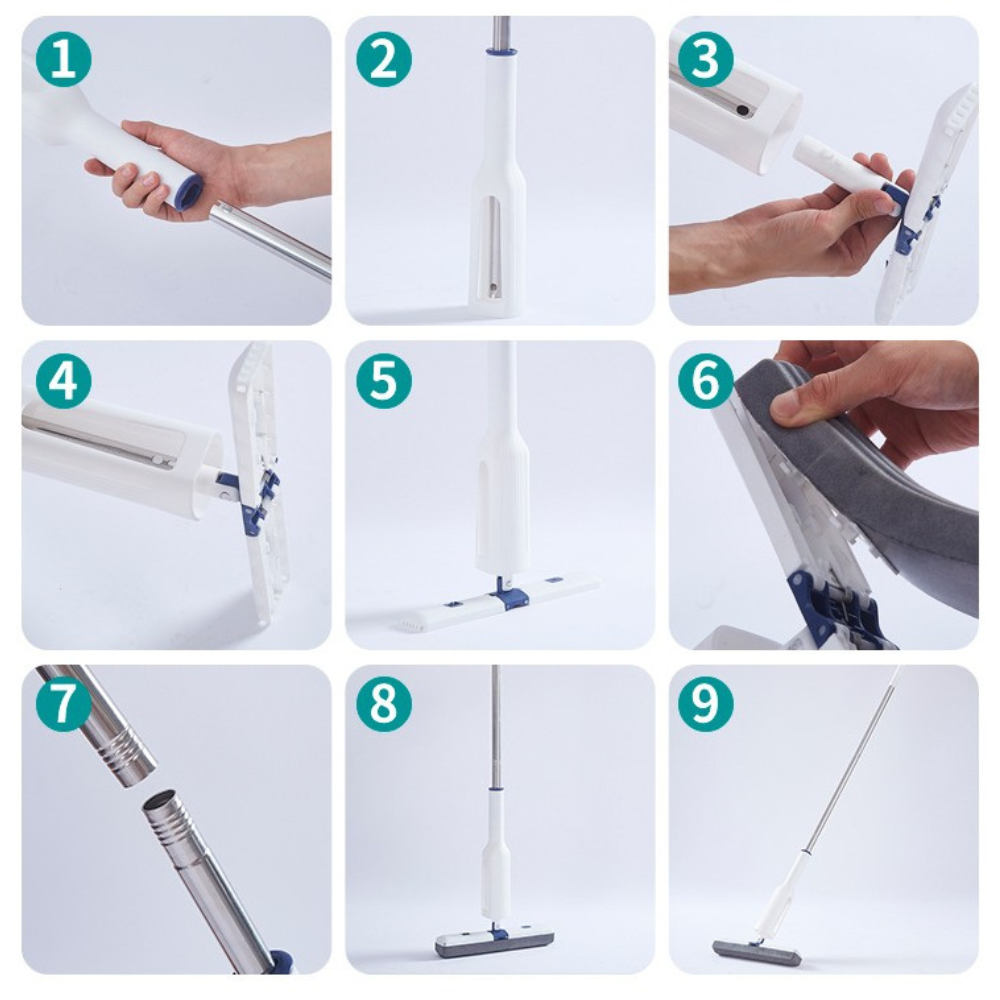 Mop Telescopic Profesional cu Galeata Pliabila, Burete Bumbac si Tija Reglabila - Boomsale.ro