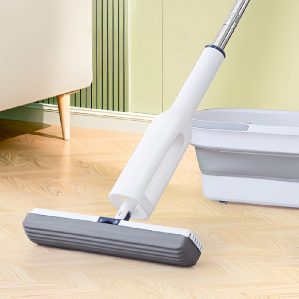 Mop Telescopic Profesional cu Galeata Pliabila, Burete Bumbac si Tija Reglabila - Boomsale.ro