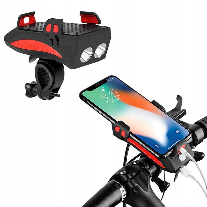 Lanterna bicicleta multifunctionala cu suport telefon si baterie de incarcare - Boomsale.ro