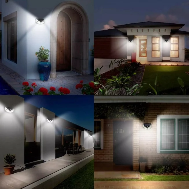 Set 8 Lampi solare 100 LED, cu senzor de miscare + Lanterna de cap cadou - Boomsale.ro