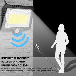 Lampa Solara 100W, 100 LED COB, IP65, Senzor de Miscare - Boomsale.ro