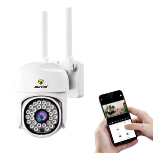 Set 4 Camere Supraveghere WIFI Jortan + 4 Carduri 32GB, 360° Rotire, Detectie Umana, Vedere Noapte Color, Sirena, IP66 - Boomsale.ro