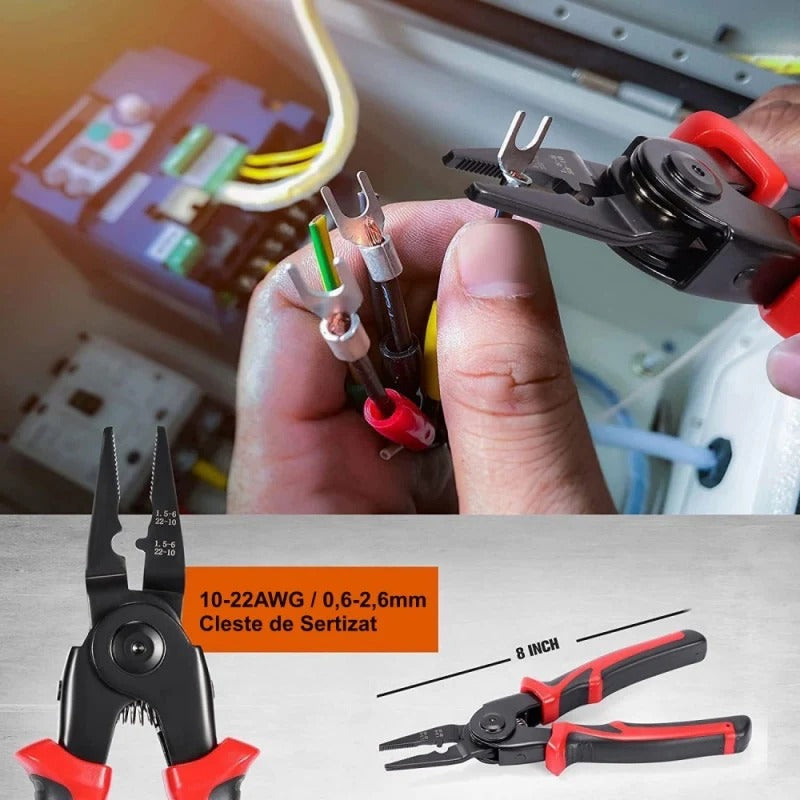 Cleste Electrician 5 in 1 ,Sertizare, Taiat si Deizolat Cabluri - Boomsale.ro