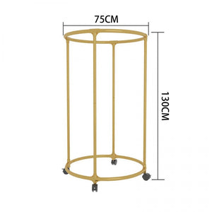 Suport Rotund pentru Haine din Otel Inoxidabil cu Roti, Finisaj Gold, Capacitate 40 kg - Boomsale.ro