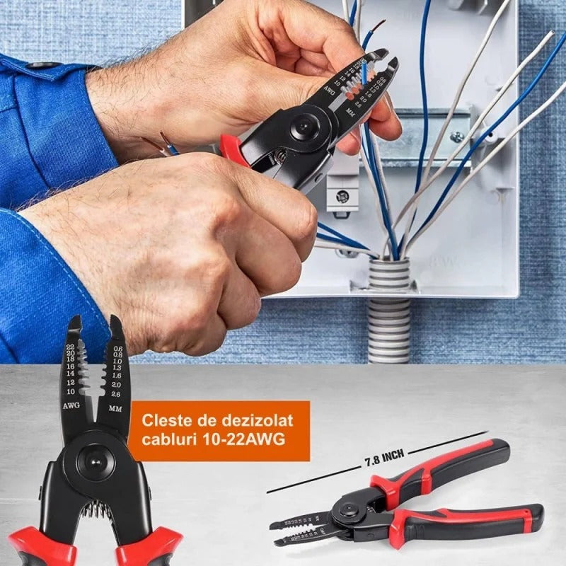 Cleste Electrician 5 in 1 ,Sertizare, Taiat si Deizolat Cabluri - Boomsale.ro