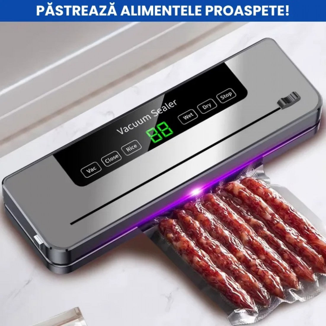 Aparat Profesional pentru Vidat si Sigilat Alimente, 10 Pungi Incluse - Boomsale.ro