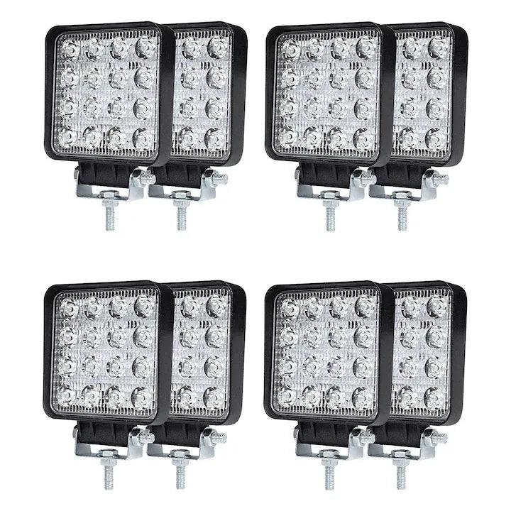 Set 8 proiectoare 16 LED 48W auto OFF-ROAD, IP 67 - Boomsale.ro