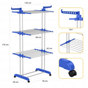 Uscator de Rufe Vertical, 4 Nivele, Aripi Laterale Reglabile, Baza Pliabila - Boomsale.ro