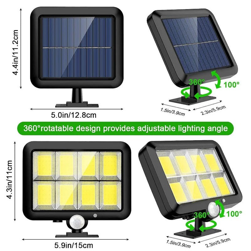 Lampa Solara 100W, 100 LED COB, IP65, Senzor de Miscare - Boomsale.ro