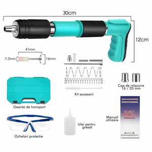 Kit pistol manual pentru fixare nituri/ cuie, Accesorii + 250 Cuie - Boomsale.ro