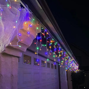 Set 3 Instalații Franjuri LED 3 x 12 m (36 m), Alb Rece, Alb Cald, Albastru, Multicolor - Boomsale.ro