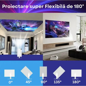 Videoproiector portabil smart cu Android 11, 2 controllere și jocuri incluse, Wi-Fi 6, suport 4K - Boomsale.ro