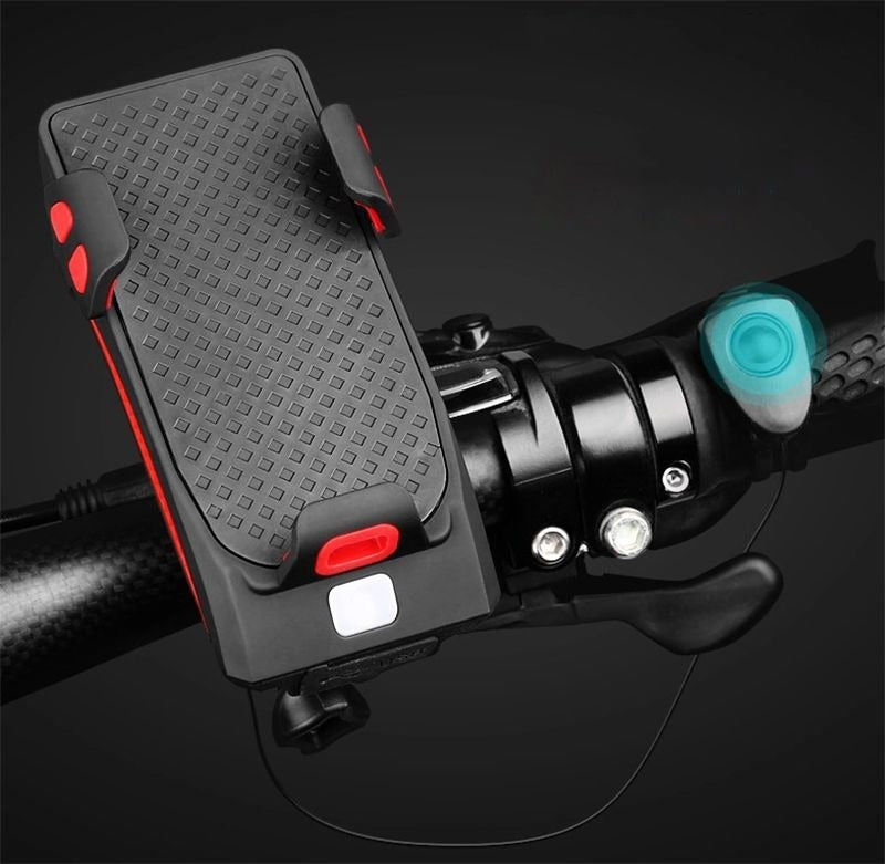 Lanterna bicicleta multifunctionala cu suport telefon si baterie de incarcare - Boomsale.ro