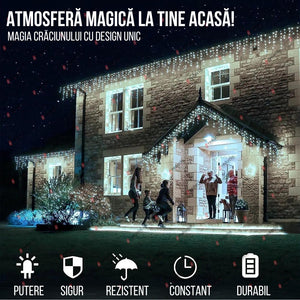 Set 3 Instalații Franjuri LED 3 x 12 m (36 m), Alb Rece, Alb Cald, Albastru, Multicolor - Boomsale.ro