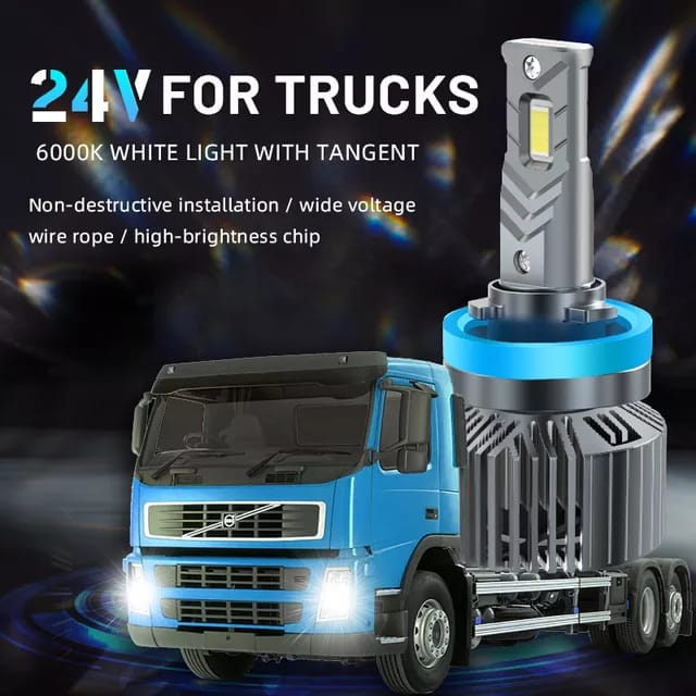 Set 2 Becuri H1, H7, H11, LED, 45W, 6000K, 8000 Lumeni, 24V Camion - Boomsale.ro