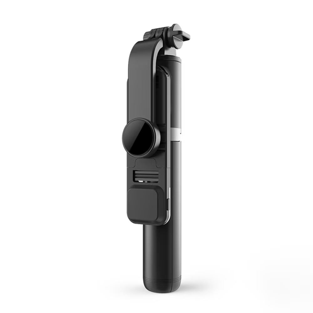Trepied selfie stick Bluetooth cu lumină LED, extensibil 105 cm, Negru - Boomsale.ro
