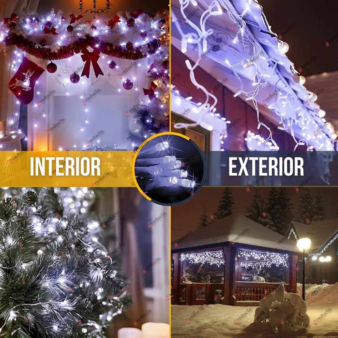 Set 3 Instalații Franjuri LED 3 x 12 m (36 m), Alb Rece, Alb Cald, Albastru, Multicolor - Boomsale.ro