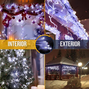 Set 3 Instalații Franjuri LED 3 x 12 m (36 m), Alb Rece, Alb Cald, Albastru, Multicolor - Boomsale.ro