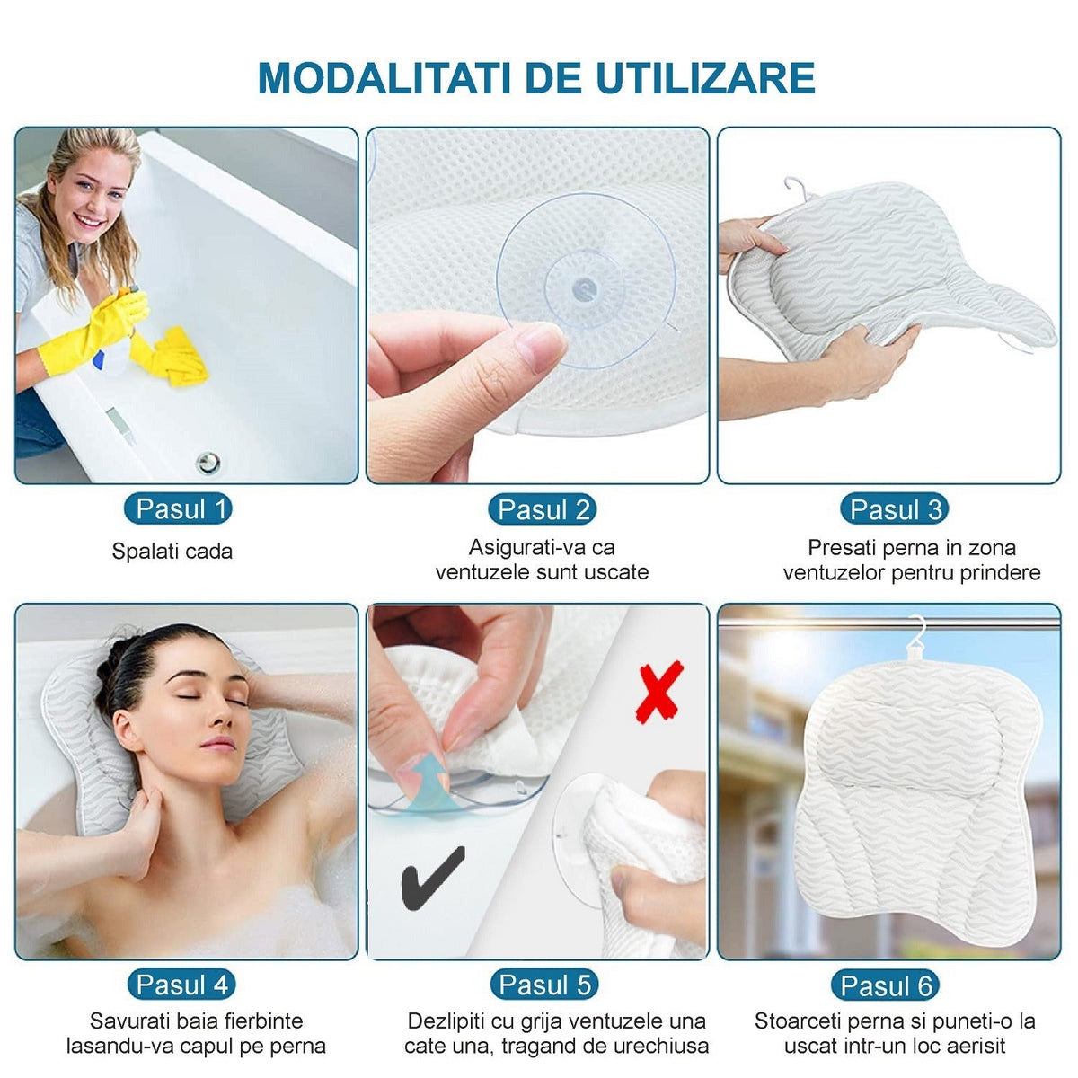 Perna pentru cada cu suport ergonomic pentru cap, material textil moale, alb - Boomsale.ro