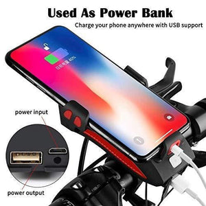 Lanterna bicicleta multifunctionala cu suport telefon si baterie de incarcare - Boomsale.ro