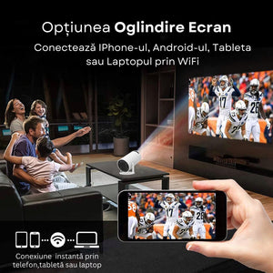 Videoproiector portabil smart cu Android 11, 2 controllere și jocuri incluse, Wi-Fi 6, suport 4K - Boomsale.ro