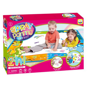 Covoras creativ pentru copii – desen cu apa, inclus carioci si spray, 80x80 cm - Boomsale.ro