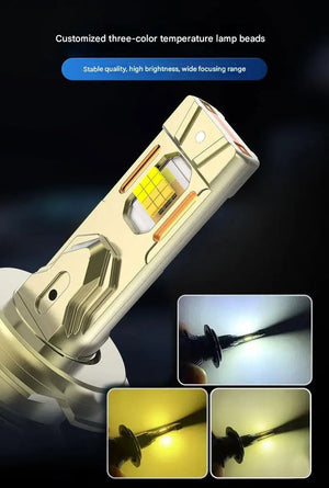 Bec LED Auto H7 210W, Aplicatie Smart, 98600LM, 3 Moduri de Culoare, Rezistent la Apă - Boomsale.ro