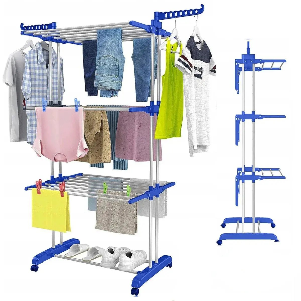 Uscator de Rufe Vertical, 4 Nivele, Aripi Laterale Reglabile, Baza Pliabila - Boomsale.ro