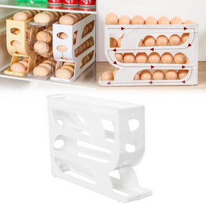 Suport oua pentru frigider, 4 niveluri, capacitate 30 oua, 32 x 7 x 20 cm, alb - Boomsale.ro