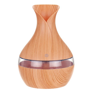 Set 2 Bucati – Umidificator Ultrasunete cu LED, Eliberare Parfum si Purificator Aer, Lemn + 12 sticlute ulei aromaterapie - Boomsale.ro
