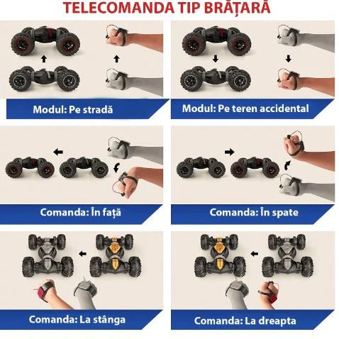 Masina RC pentru Cascadorii, Tractiune Integrala 4WD, Negru/Portocaliu - Boomsale.ro