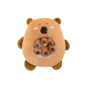 Capibara de Plus cu 6 Pui, Maro, 50 cm,Set Jucării Pufoase - Boomsale.ro
