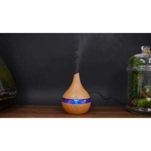 Set 2 Bucati – Umidificator Ultrasunete cu LED, Eliberare Parfum si Purificator Aer, Lemn + 12 sticlute ulei aromaterapie - Boomsale.ro