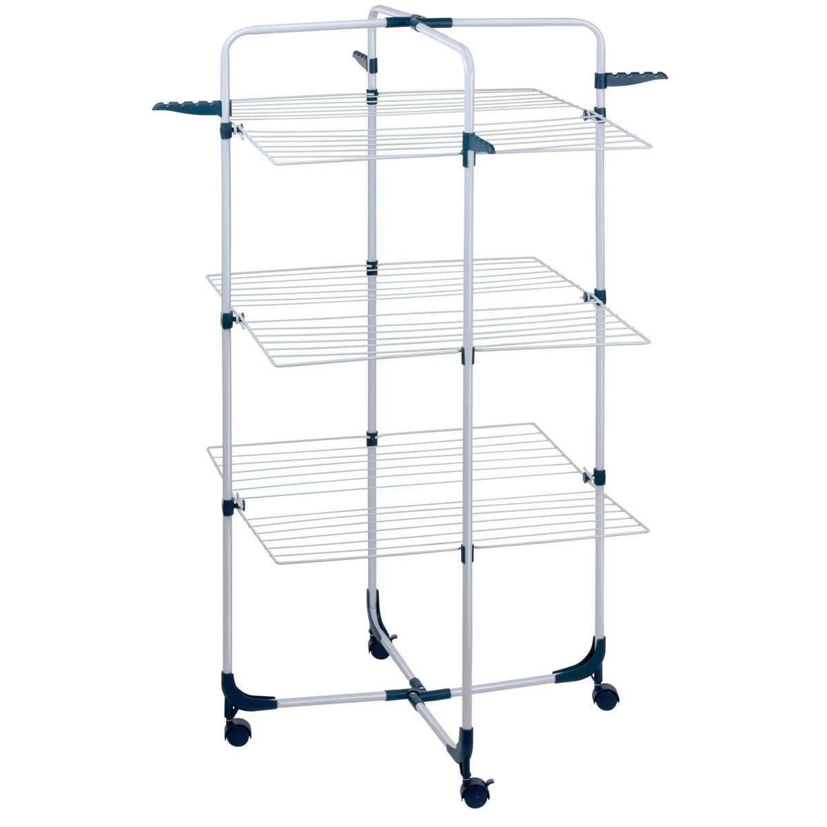 Uscator rufe 3 nivele, pliabil, suport umerase, capacitate 30 kg, Inox - Boomsale.ro