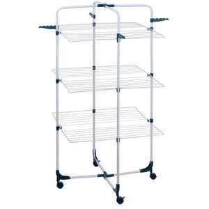 Uscator rufe 3 nivele, pliabil, suport umerase, capacitate 30 kg, Inox - Boomsale.ro