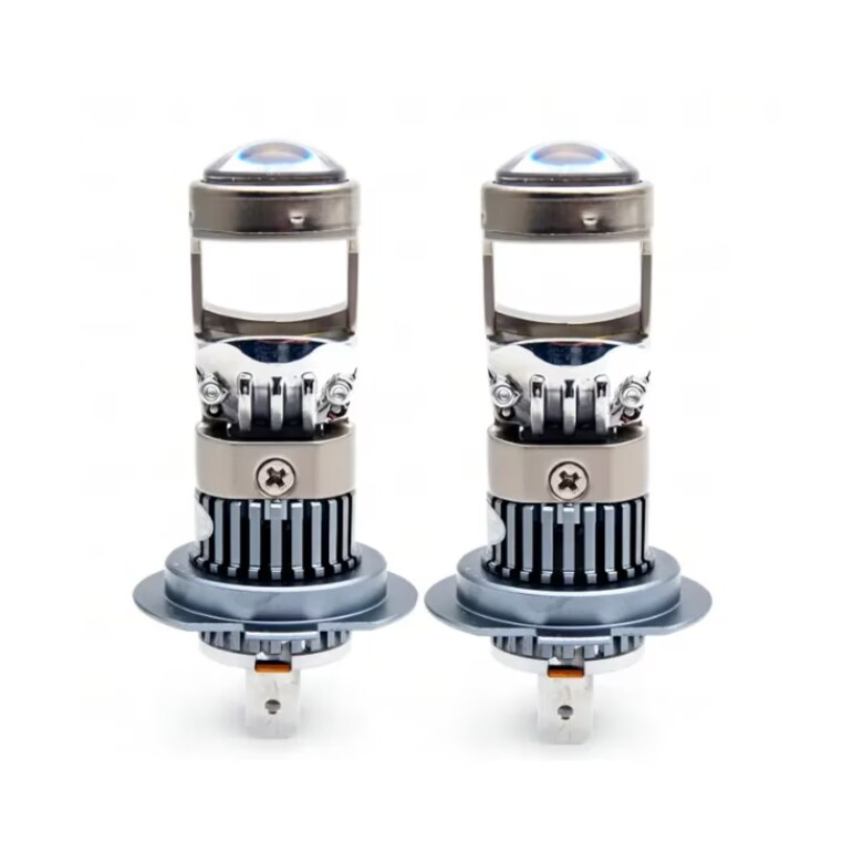 Set 2 Becuri Auto H4, H7, LED cu Lupa PRO, 140W, Set 2, 6500K, Luminozitate 300% - Boomsale.ro