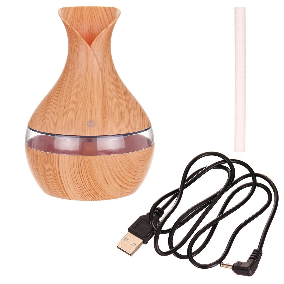 Set 2 Bucati – Umidificator Ultrasunete cu LED, Eliberare Parfum si Purificator Aer, Lemn + 12 sticlute ulei aromaterapie - Boomsale.ro