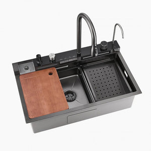 Chiuveta Bucătărie Multifuncțională cu LED – Inox Premium, Gri Închis, 75x45 cm – Puterea Tehnologiei și Designului în Bucătăria Ta - Boomsale.ro