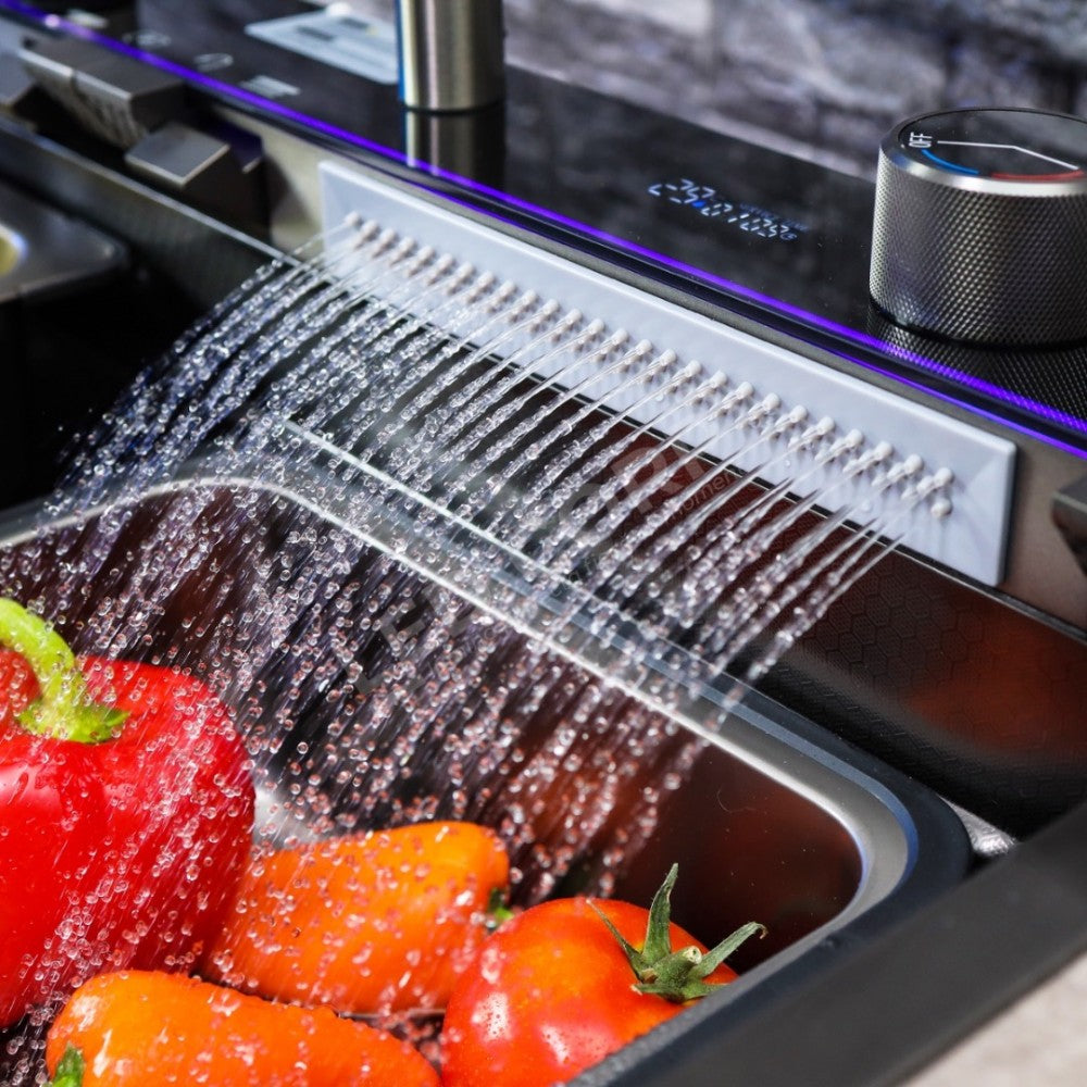 Chiuveta Bucătărie Multifuncțională cu LED – Inox Premium, Gri Închis, 75x45 cm – Puterea Tehnologiei și Designului în Bucătăria Ta - Boomsale.ro