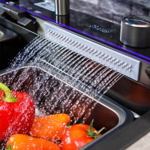 Chiuveta Bucătărie Multifuncțională cu LED – Inox Premium, Gri Închis, 75x45 cm – Puterea Tehnologiei și Designului în Bucătăria Ta - Boomsale.ro