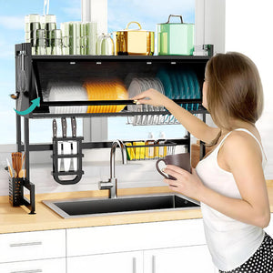 Scurgator, Raft vase, 85 cm lungime, otel Premium inoxidabil, anticoroziune, design versatil, uscare/depozitare, negru - Boomsale.ro