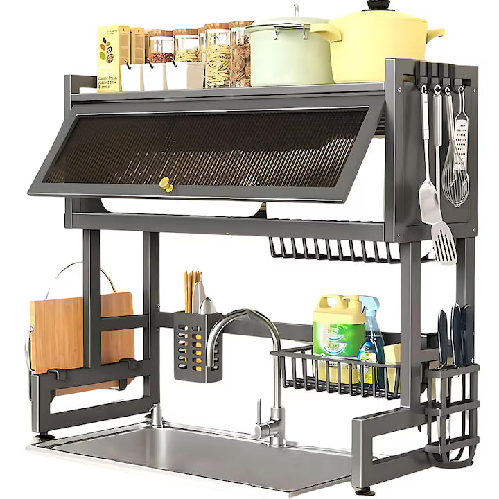 Scurgator, Raft vase, 85 cm lungime, otel Premium inoxidabil, anticoroziune, design versatil, uscare/depozitare, negru - Boomsale.ro