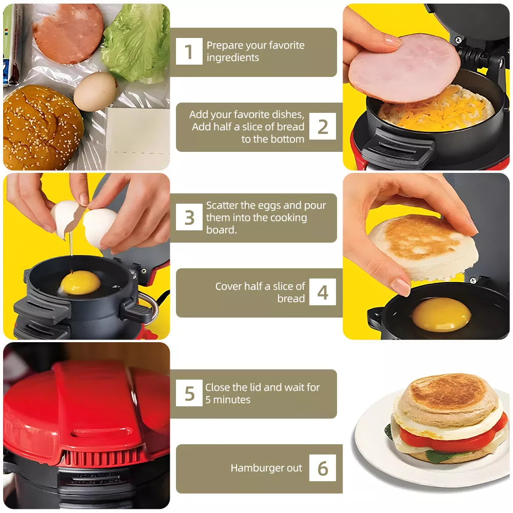 Aparat de facut burgeri sau sandwich-uri RAF 600W, Rosu - Boomsale.ro
